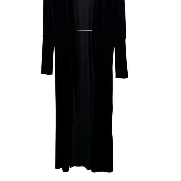Hera Velvet Duster Open Front Sweater Womens M Black Elegant Loungewear Comfort - Picture 3 of 10